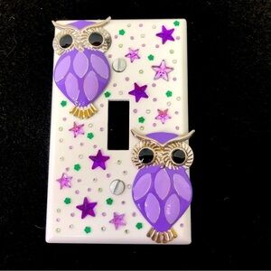 💕2/$25💕Purple Owls & Stars Light Switch Plate Cover Handcrafted